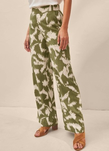 Široké nohavice s potlačou a pružným pásom