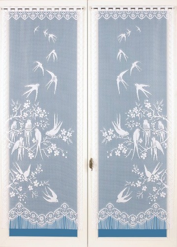 Rovná záclona s motivem vlaštovek, 1 pár