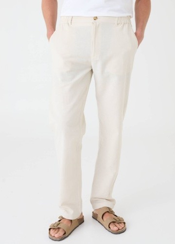 Nohavice zo zmesi bavlny a ľanu s pružným pásom