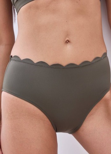 Plavkové jednobarevné kalhotky maxi Gaona s vlnkovaným zakončením