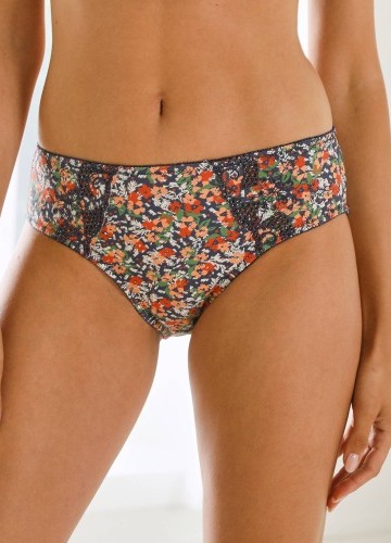 Sada 2 kalhotek midi Olbia s ažurovou výšivkou a potiskem květin