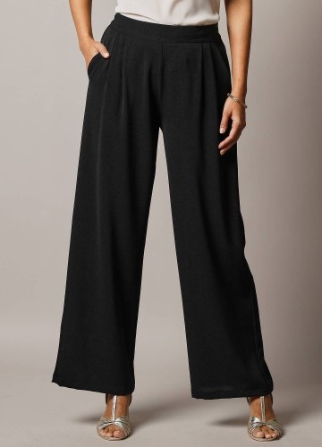 Široké krepové nohavice s vysokým pásom