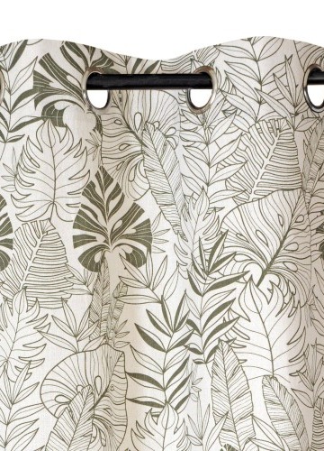 Záves s očkami a dvojfarebnou potlačou džungle