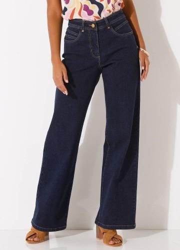 Široké nohavice z denimu s 5 vreckami