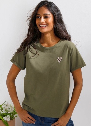 Džersejové tričko s okrúhlym výstrihom a potlačou srdiečka