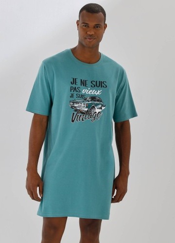 Pyžamové maxi tričko s potiskem vintage