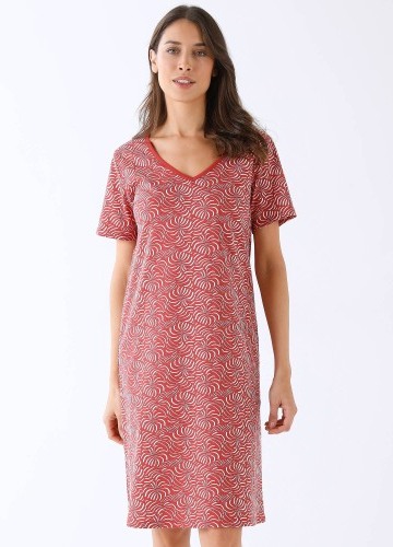 Noční košile s krátkými rukávy a potiskem listů