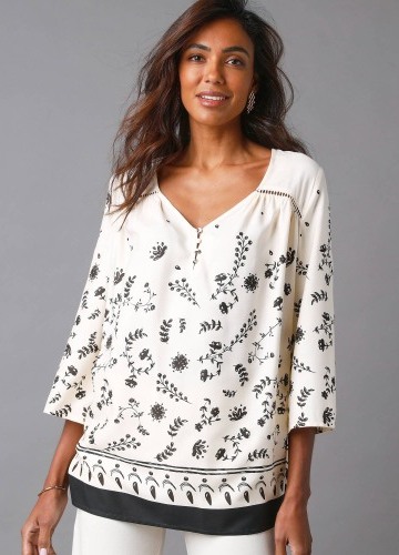 Tunika s potiskem a 3/4 rukávy