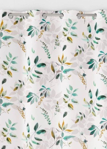 Záves s očkami a rastlinnou potlačou