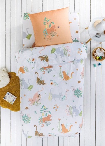 Detská bavlnená posteľná bielizeň Chafou s potlačou mačiek