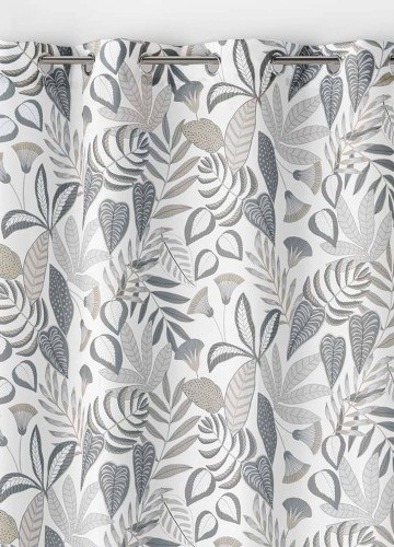 Záves s očkami a rastlinnou potlačou