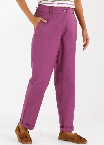 Vzdušné chino kalhoty s pružným pasem, plátno z bavlny a lnu