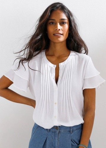 Košilová halenka s krátkými motýlími rukávy