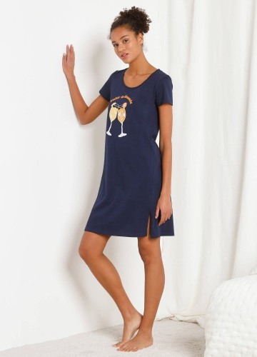 Krátká noční košile s krátkými rukávy a potiskem koktejlů