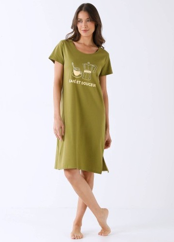 Nočná košeľa s potlačou café et douceur