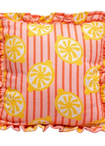 Vankúš s potlačou pruhov a citrónov