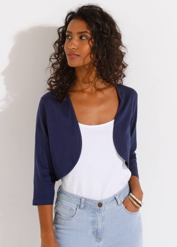 Jednobarevné bolerko s 3/4 rukávy