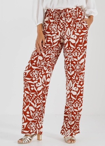 Široké splývavé nohavice z viskózy s potlačou