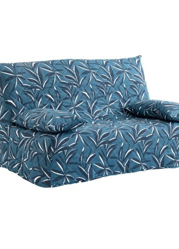 Poťah na pohovku typu harmonika s výplňou a potlačou listov