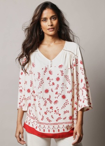 Tunika s 3/4 rukávmi a potlačou