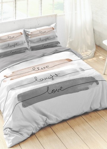 Bavlněné povlečení s potiskem Live, Laught, Love