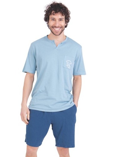 Pyžamo se šortkami ze 2 materiálů Easy Coton Athena®