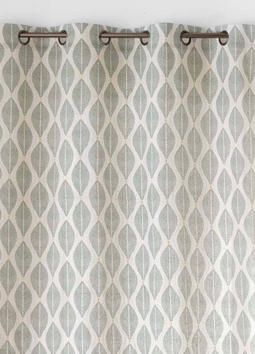 Záves s očkami, potlačou listov a metalickými detailmi