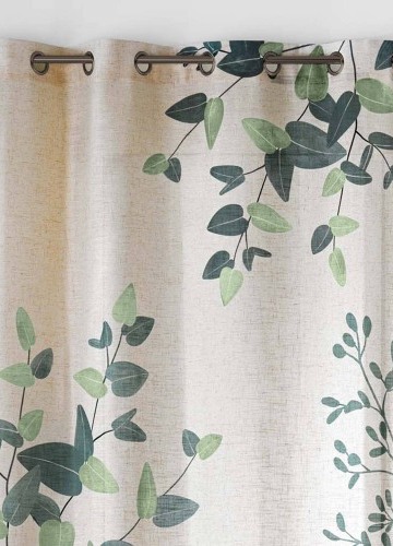 Záves s očkami a potlačou listov
