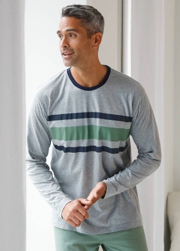 Pyžamové tričko s prúžkami a dlhými rukávmi