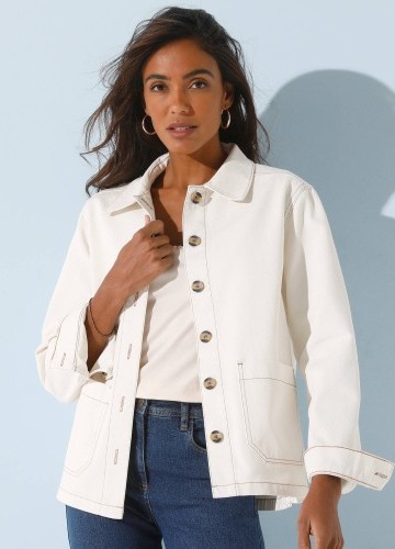 Rovná plátená bunda na gombíky