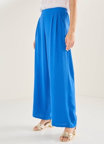 Široké krepové nohavice s vysokým pásom