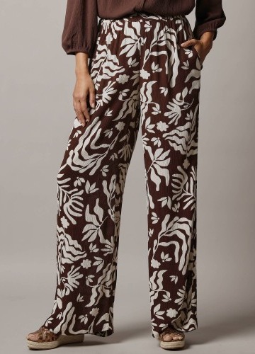 Široké krepónové nohavice s potlačou