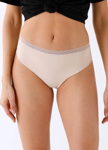 Sada 2 kalhotek midi s vysokým pasem z mikrovlákna a krajky