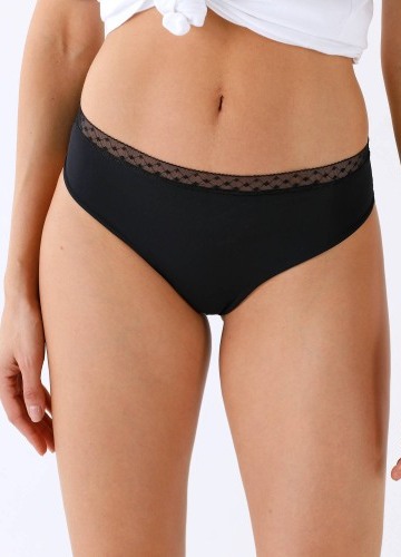 Sada 2 kalhotek midi s vysokým pasem z mikrovlákna a krajky