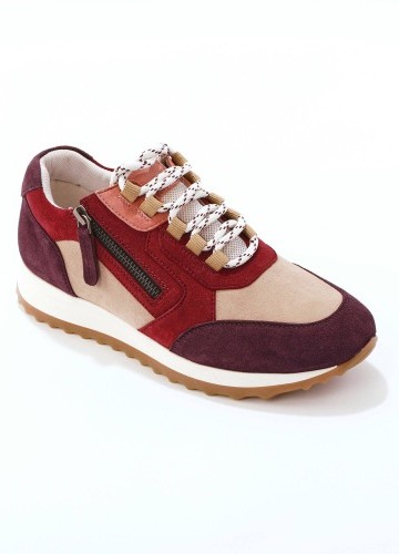 Kožené šněrovací tenisky se zipem a barevnými vsadkami