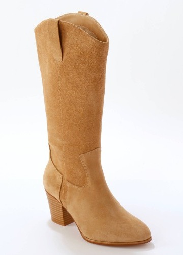 Kožené vysoké kovbojské kozačky na podpatku