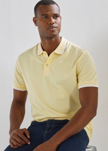 Polo tričko z piké úpletu, s krátkými rukávy a s proužky na rukávech a límečku