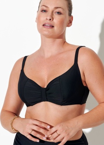 Plavková balkónová jednobarevná podprsenka Solaro s košíčky D+