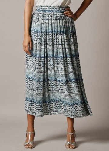 Krepónová sukňa s potlačou a pružným pásom