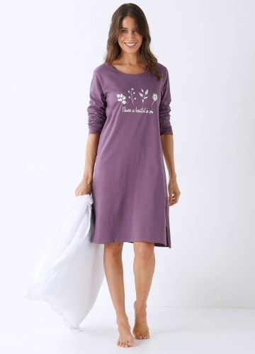 Noční košile s krátkými rukávy a potiskem Flowers