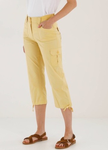 3/4 plátěné kalhoty s pružným úpletovým pasem