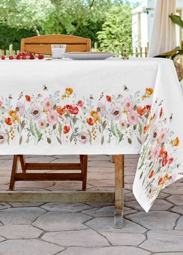 Obrus ​​s potlačou rastlín a úpravou proti škvrnám