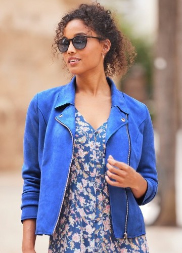 Bunda na zip, z imitace semiše