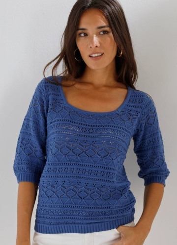 Ažurový pulovr s rukávy k loktům