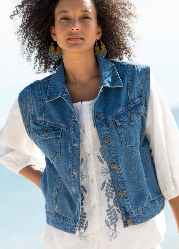 Džínová vesta na knoflíky