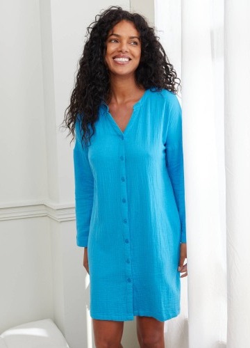 Mušelínová krátká noční košile na knoflíčky