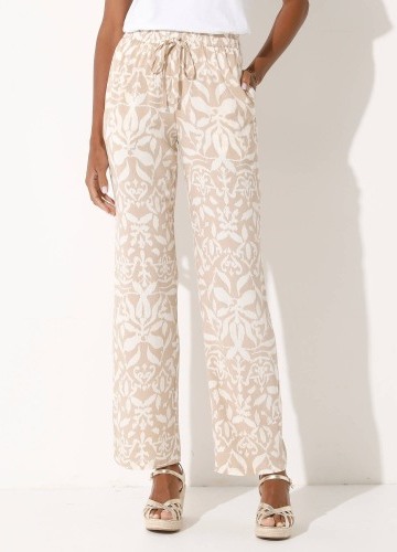 Široké nohavice z viskózy s potlačou