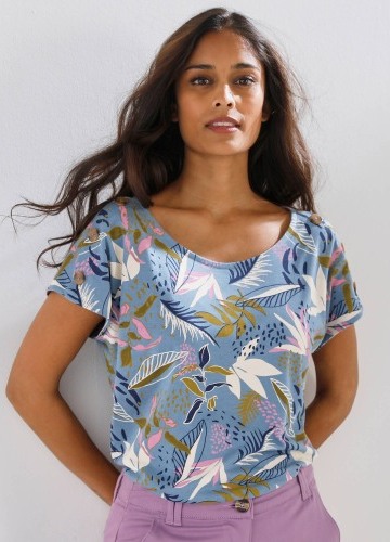 Tričko s potiskem a knoflíky na ramenou