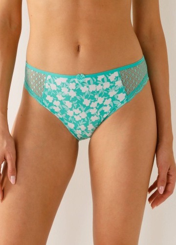 Sada 4 kalhotek midi Tropea ze strečového žerzeje s krajkou, jednobarevné + s potiskem