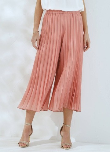 Plisované 7/8 široké nohavice a pružným pásom